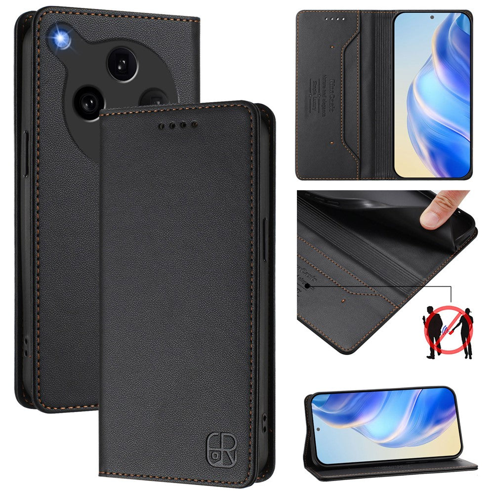 For Oppo Find X8 Ultra 5G Leather Case RINACASIS RC01 Phone Cover with RFID Blocking Wallet Stand
