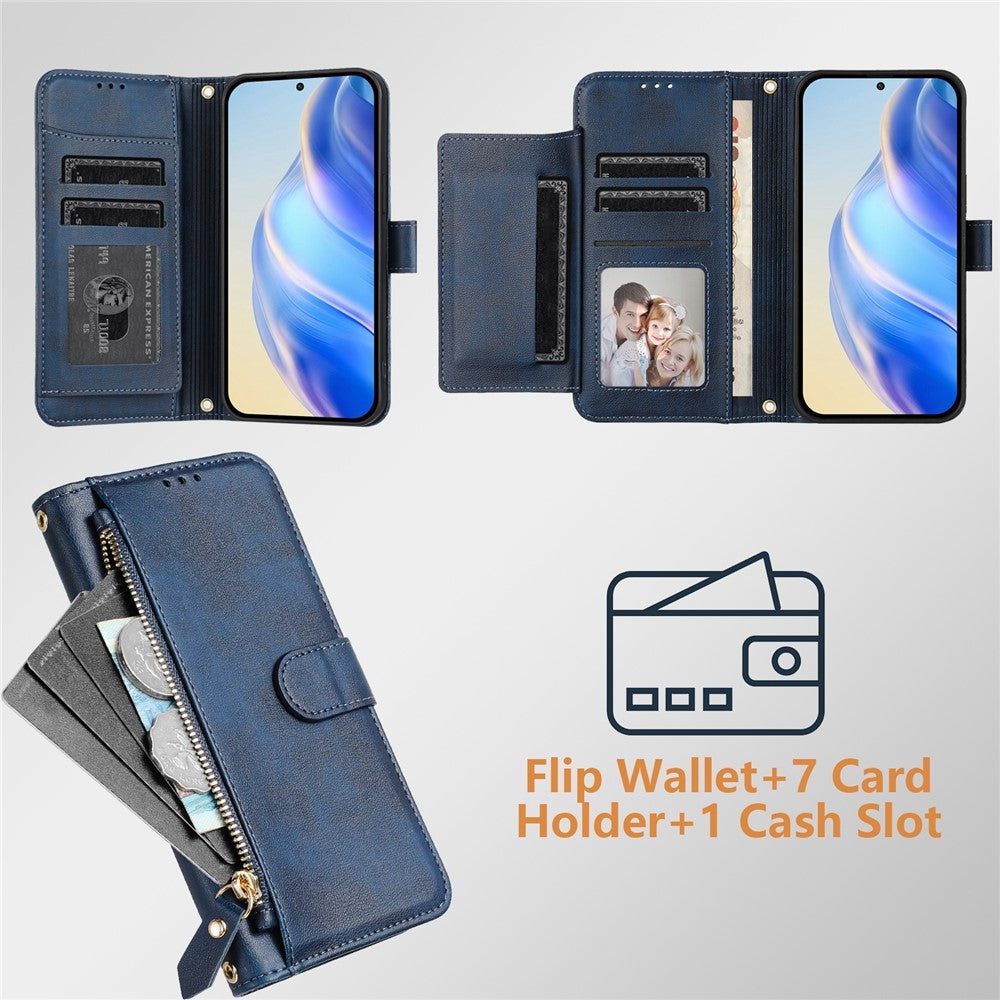 For Motorola Edge 60 5G / 60 Fusion 5G etui med lynlåslomme, flere kortpladser, telefoncover i læder