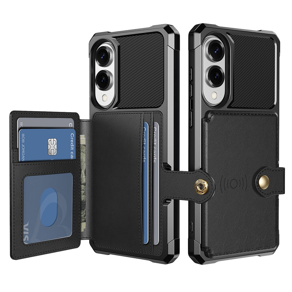 Til Samsung Galaxy S25 Edge cover med kortholder i PU-læder + TPU-bagcover