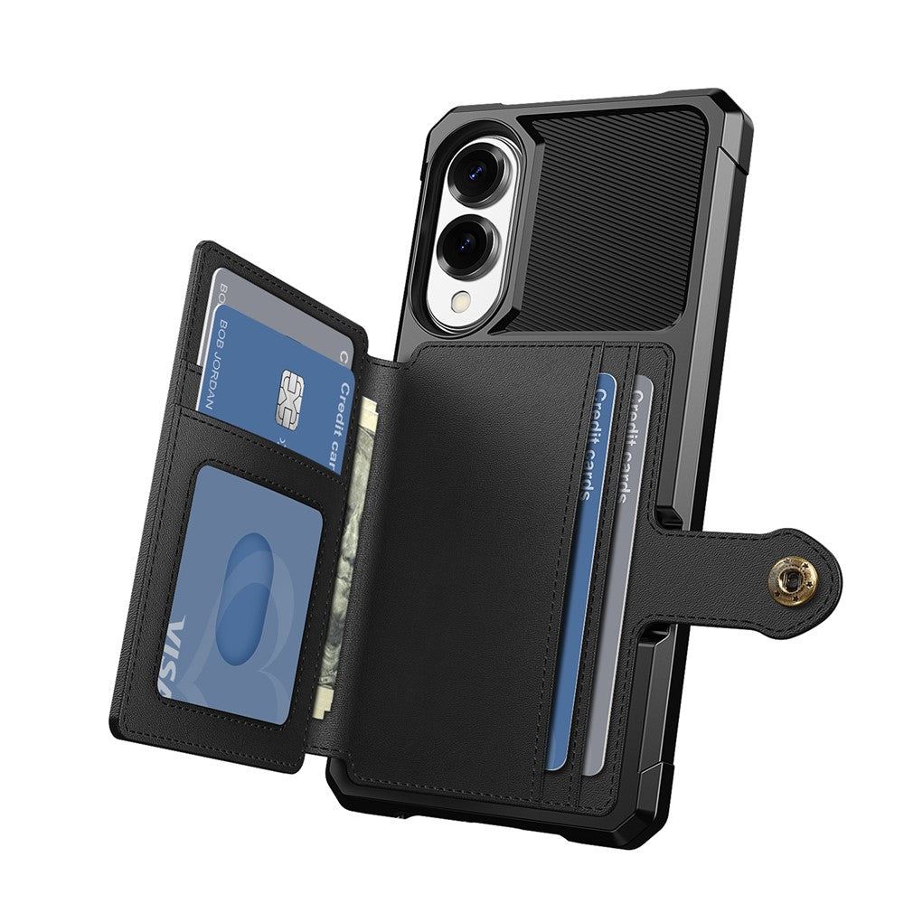 Til Samsung Galaxy S25 Edge cover med kortholder i PU-læder + TPU-bagcover