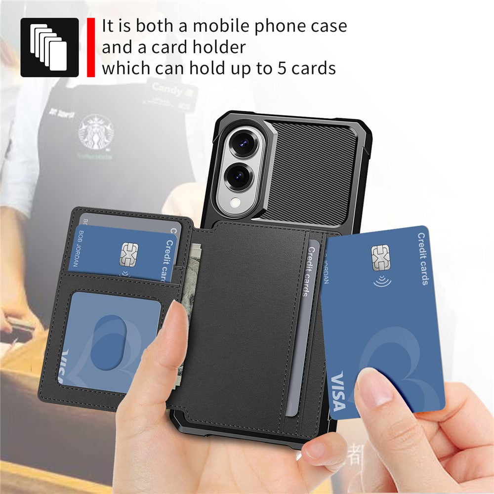 Til Samsung Galaxy S25 Edge cover med kortholder i PU-læder + TPU-bagcover