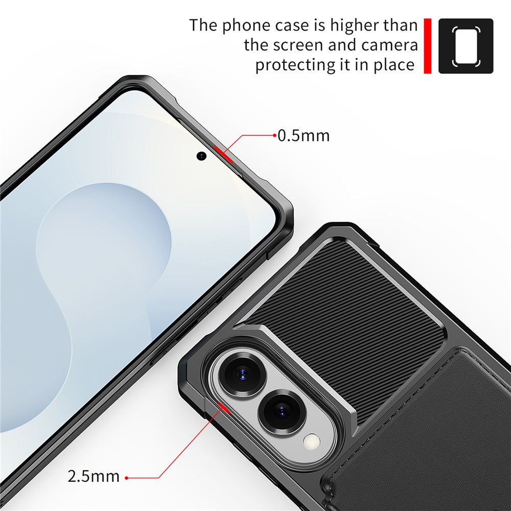 Til Samsung Galaxy S25 Edge cover med kortholder i PU-læder + TPU-bagcover