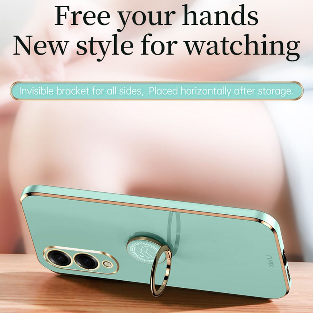 XINLI For Samsung Galaxy S25 Edge Case Ring Kickstand Electroplating TPU Phone Cover
