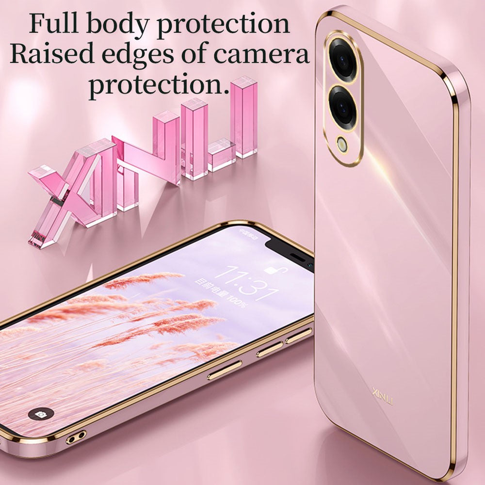 XINLI For Samsung Galaxy S25 Edge Case Ring Kickstand Electroplating TPU Phone Cover