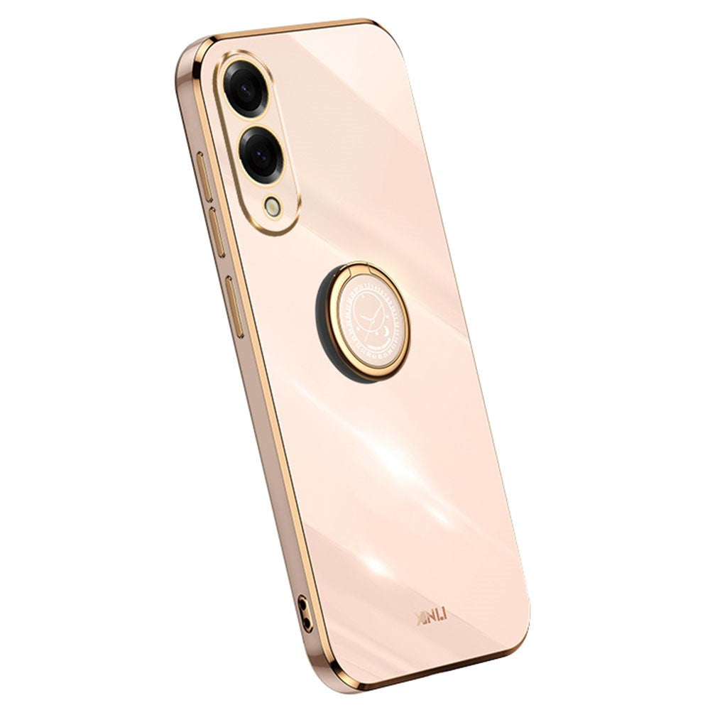 XINLI For Samsung Galaxy S25 Edge Case Ring Kickstand Electroplating TPU Phone Cover