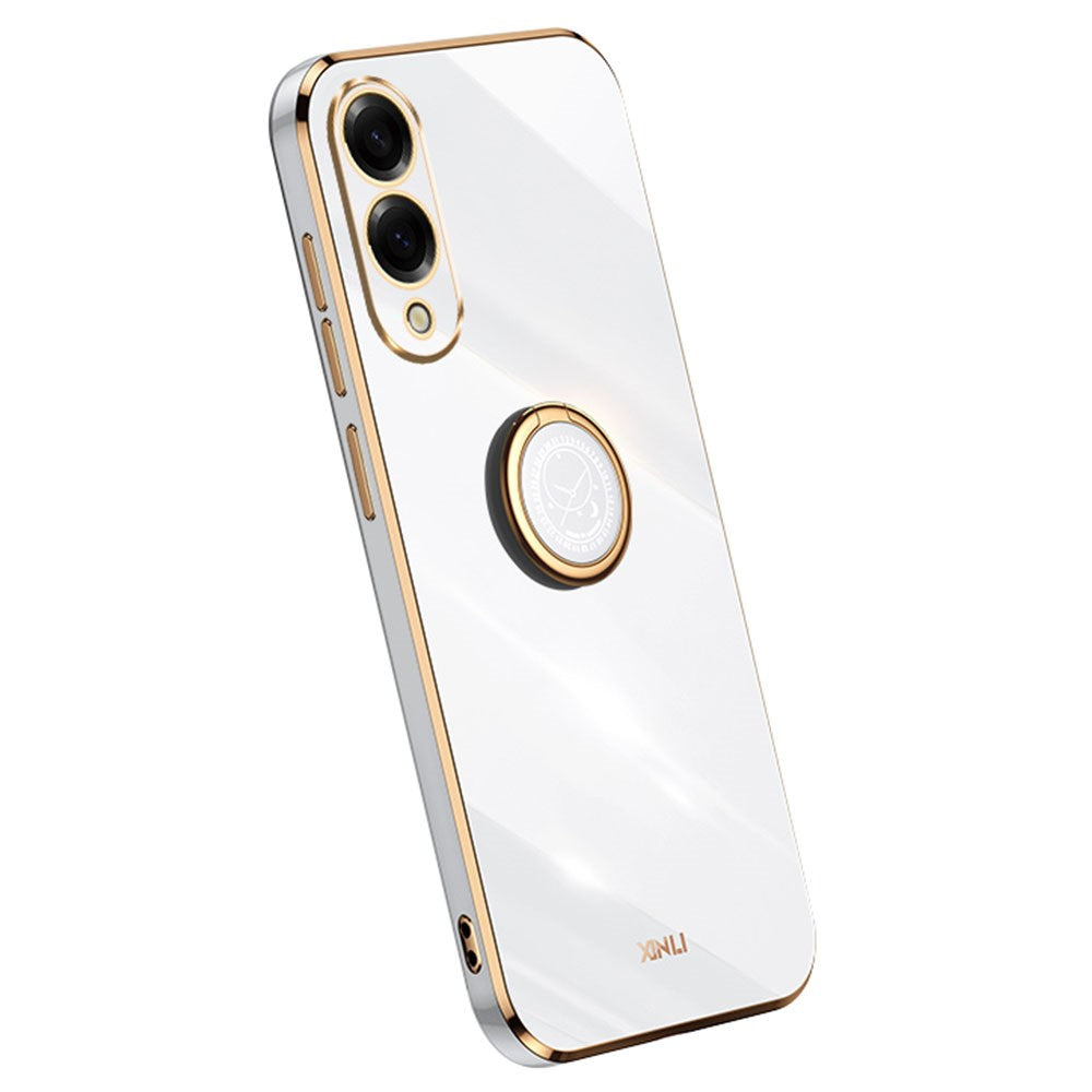 XINLI For Samsung Galaxy S25 Edge Case Ring Kickstand Electroplating TPU Phone Cover
