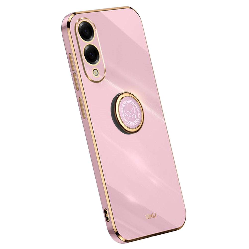 XINLI For Samsung Galaxy S25 Edge Case Ring Kickstand Electroplating TPU Phone Cover