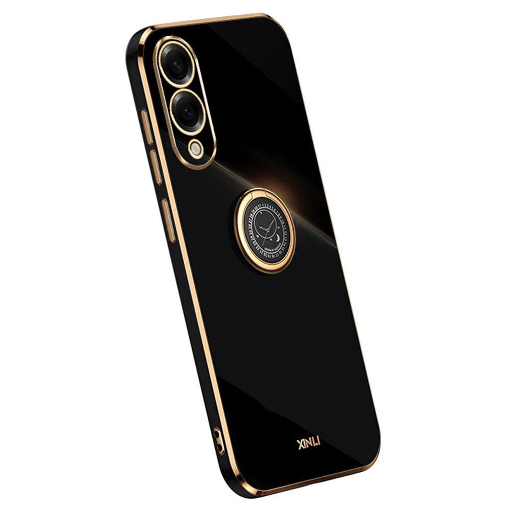 XINLI For Samsung Galaxy S25 Edge Case Ring Kickstand Electroplating TPU Phone Cover
