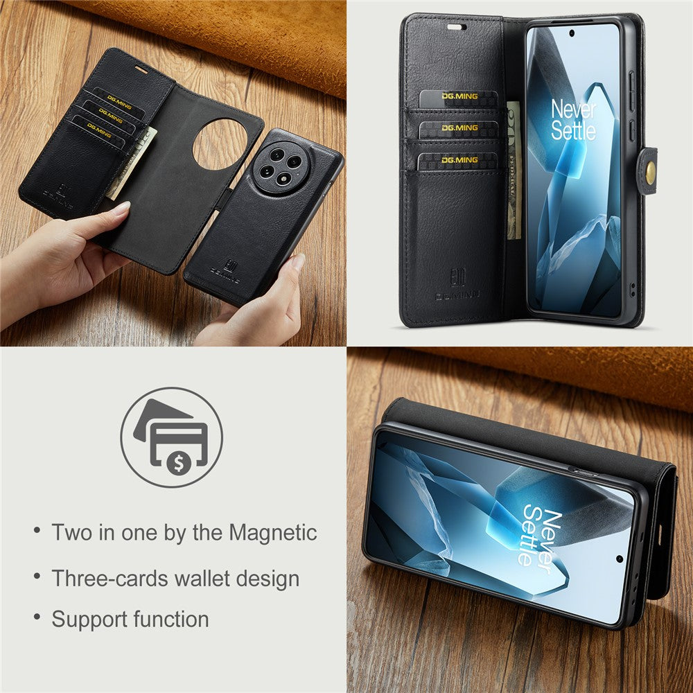 DG.MING for OnePlus 13 Case Detachable Split Leather Phone Cover
