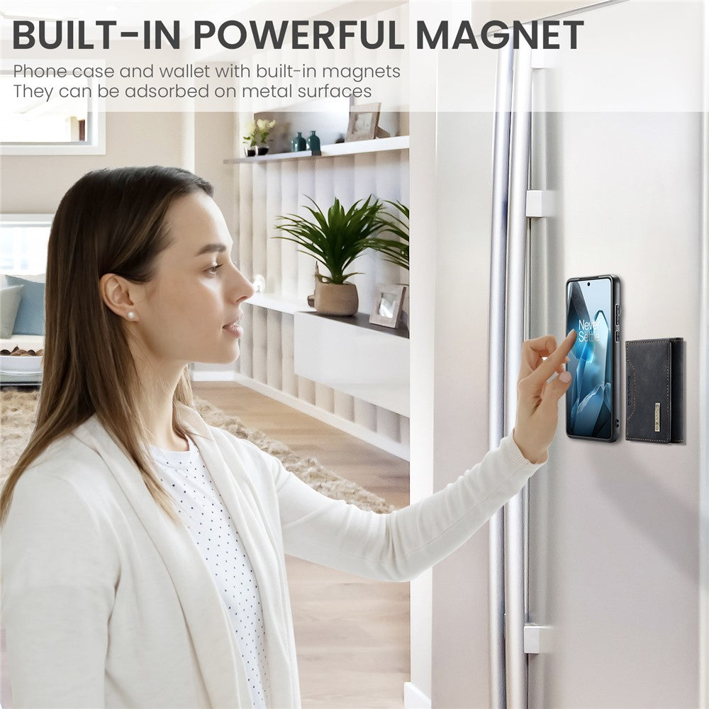 DG.MING M2-serien för OnePlus 13-skal PU + PC + TPU-mobilskydd avtagbart plånboksfodral