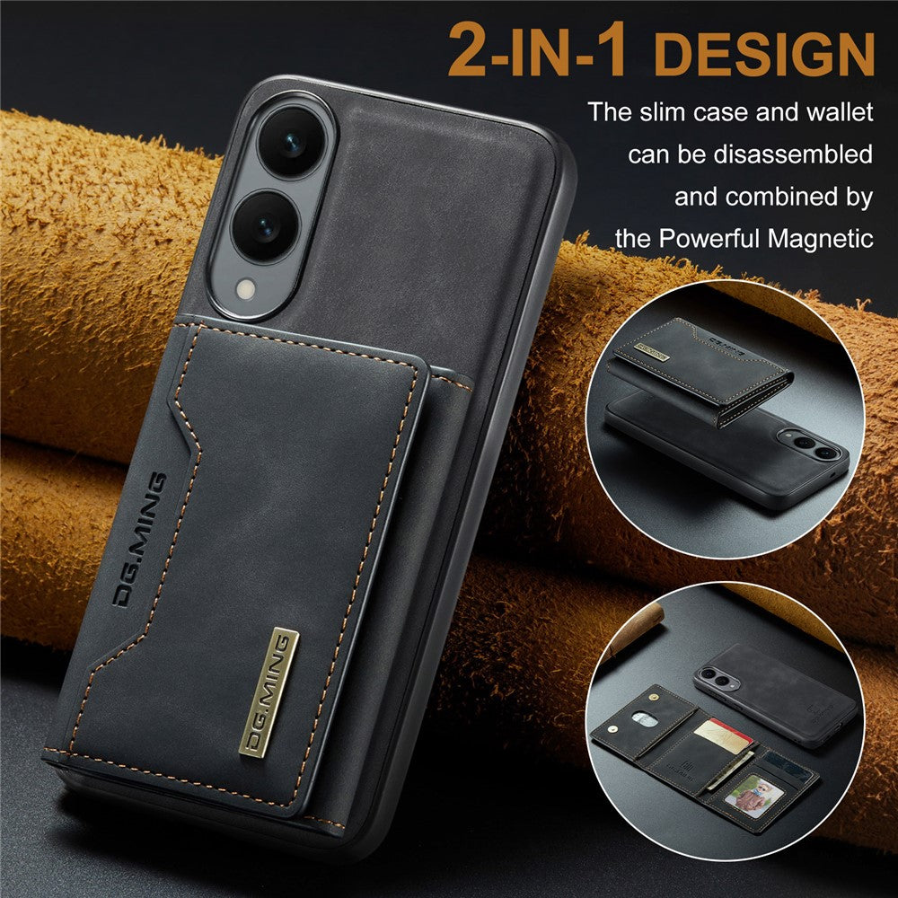 DG.MING M2 Series for Samsung Galaxy S25 Edge Case PU + PC + TPU Phone Cover Detachable Wallet