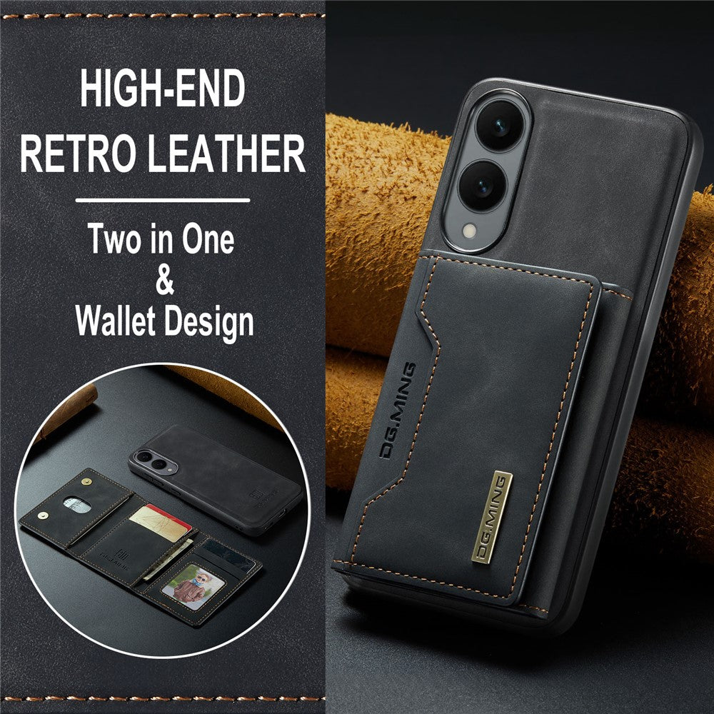 DG.MING M2 Series for Samsung Galaxy S25 Edge Case PU + PC + TPU Phone Cover Detachable Wallet