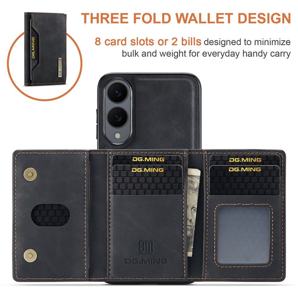 DG.MING M2 Series for Samsung Galaxy S25 Edge Case PU + PC + TPU Phone Cover Detachable Wallet