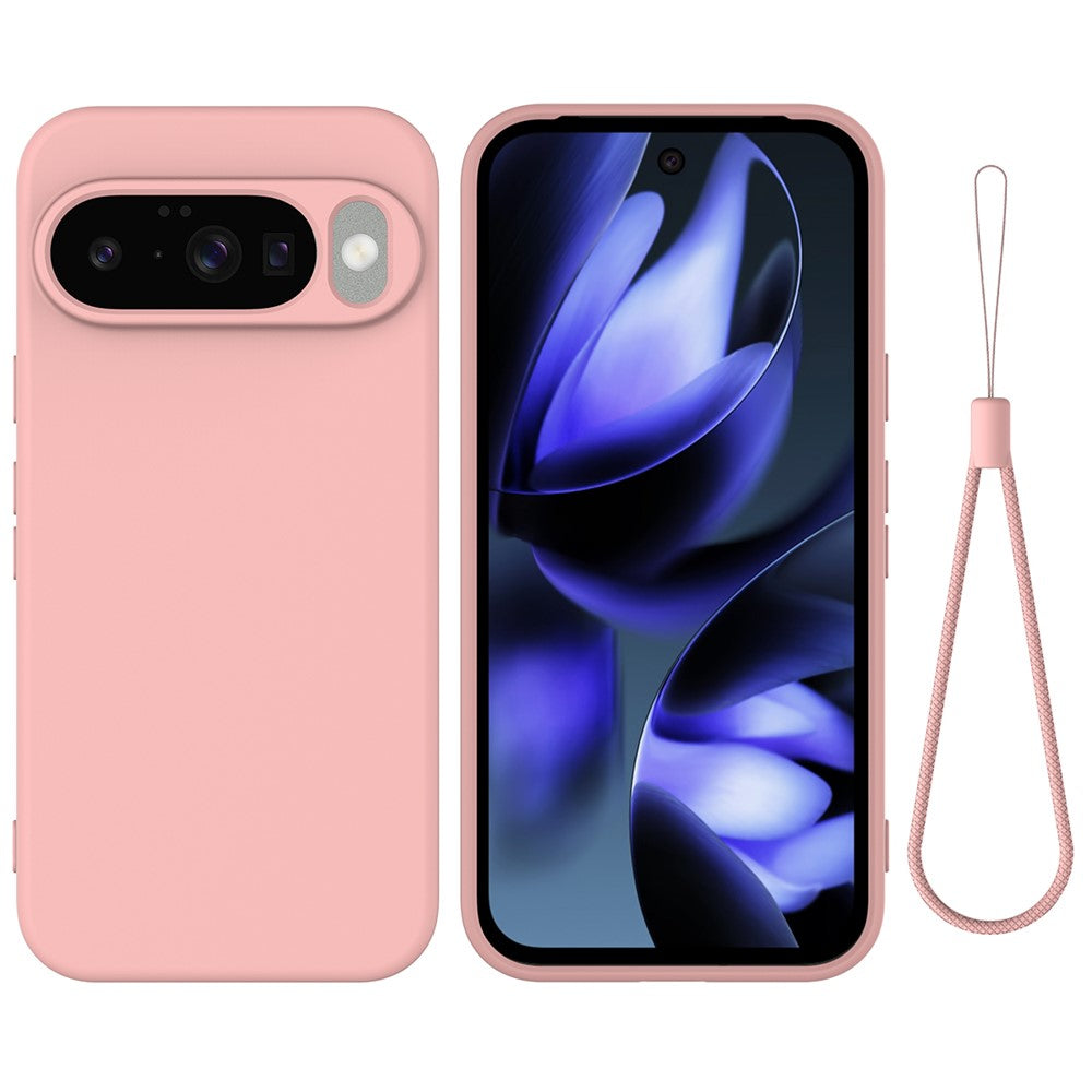 Til Google Pixel 10 Cover Liquid Silikone Telefon Bagcover med Håndrem