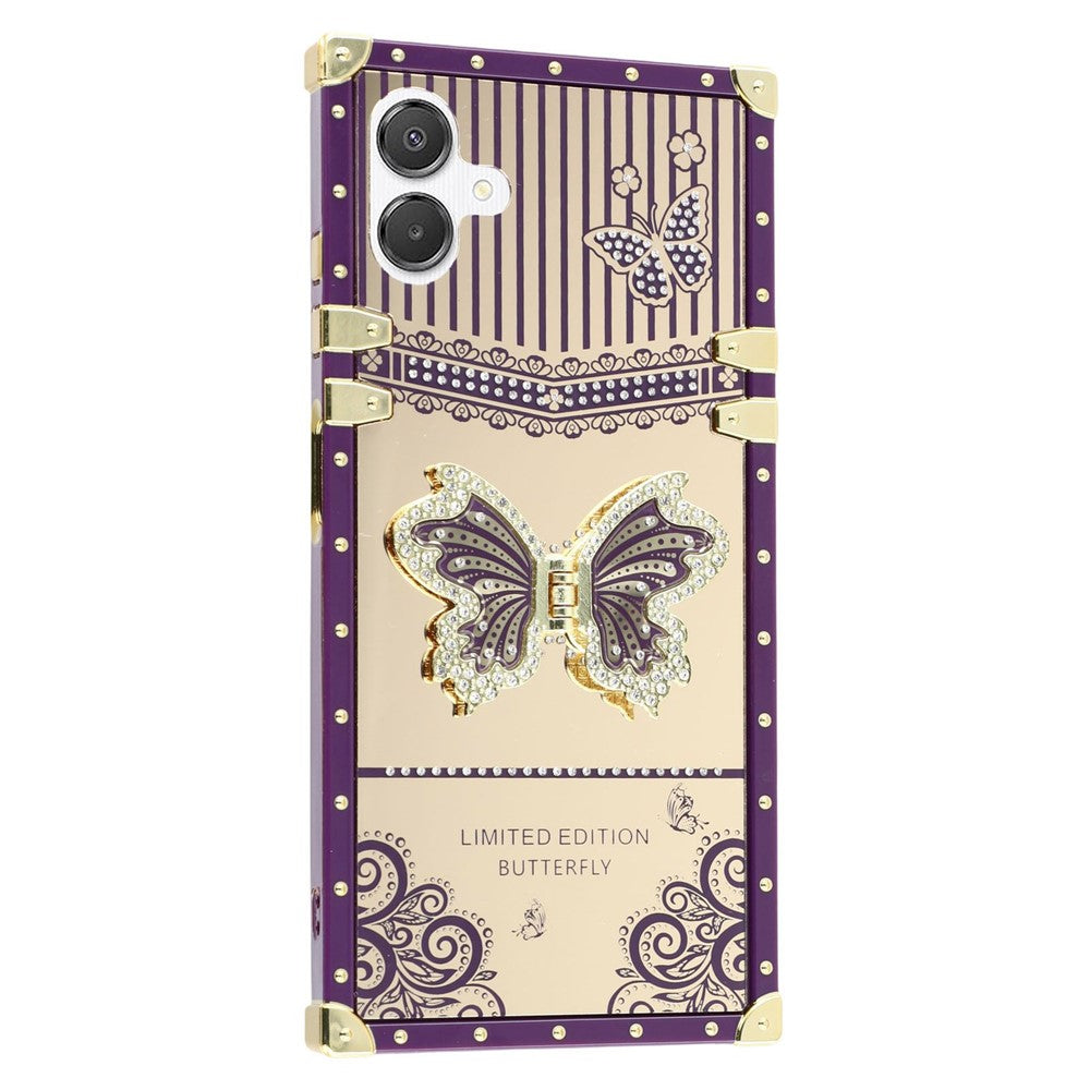 For Samsung Galaxy A06 4G / A06 5G Case Electroplated TPU + PC Phone Cover with Butterfly Kickstand