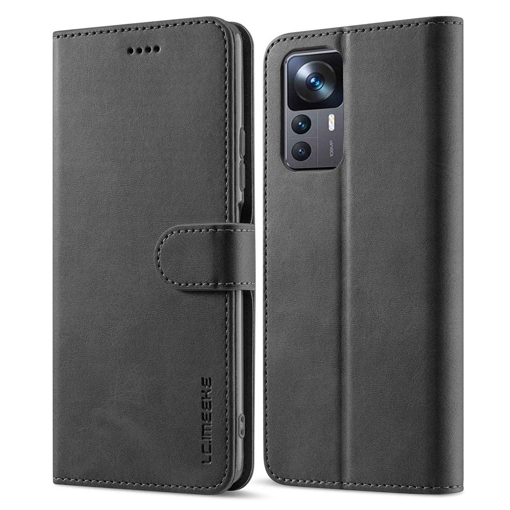 LC.IMEEKE For Xiaomi 12T 5G / Redmi K50 Ultra 5G / 12T Pro 5G Calf Texture PU Leather Phone Stand Case Magnetic Clasp Wallet Phone Cover