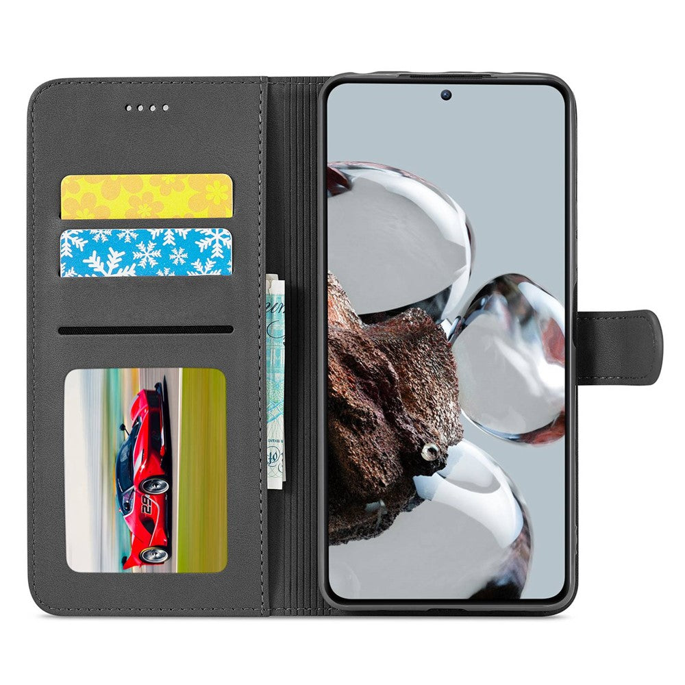 LC.IMEEKE For Xiaomi 12T 5G / Redmi K50 Ultra 5G / 12T Pro 5G Calf Texture PU Leather Phone Stand Case Magnetic Clasp Wallet Phone Cover