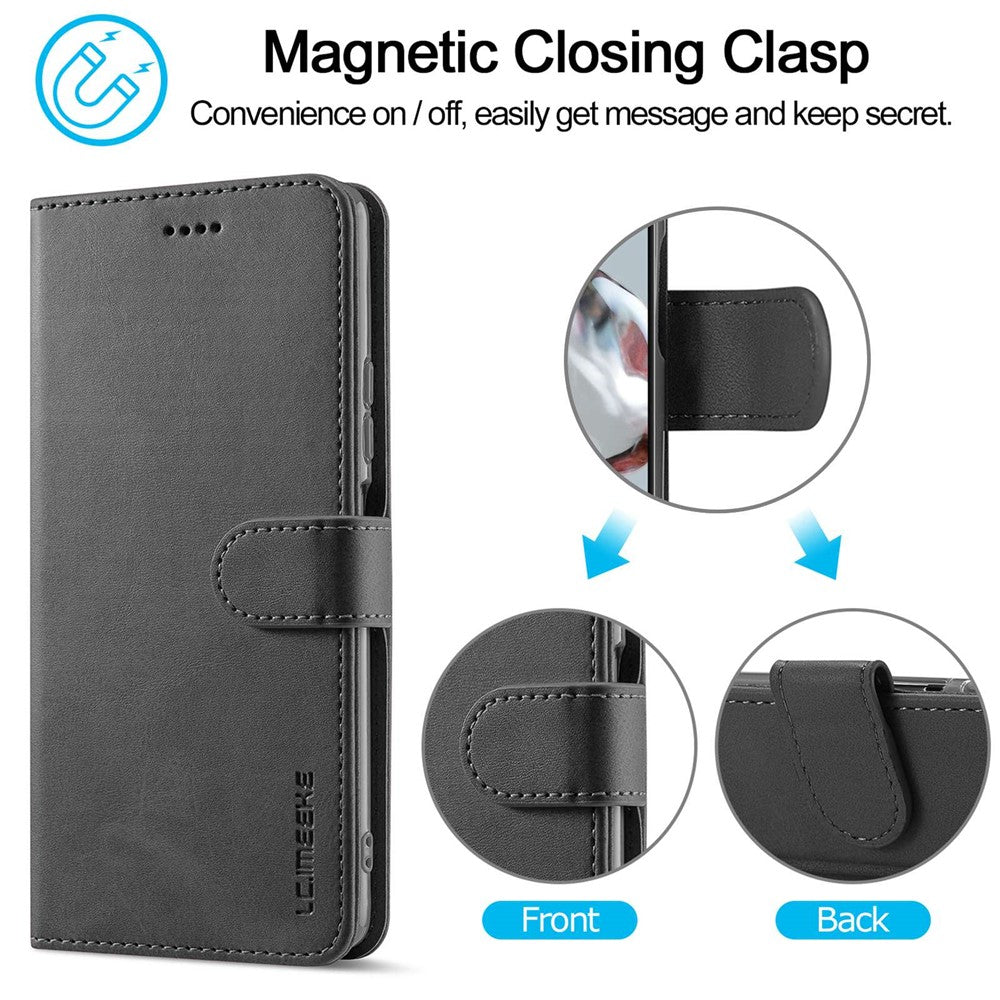 LC.IMEEKE For Xiaomi 12T 5G / Redmi K50 Ultra 5G / 12T Pro 5G Calf Texture PU Leather Phone Stand Case Magnetic Clasp Wallet Phone Cover