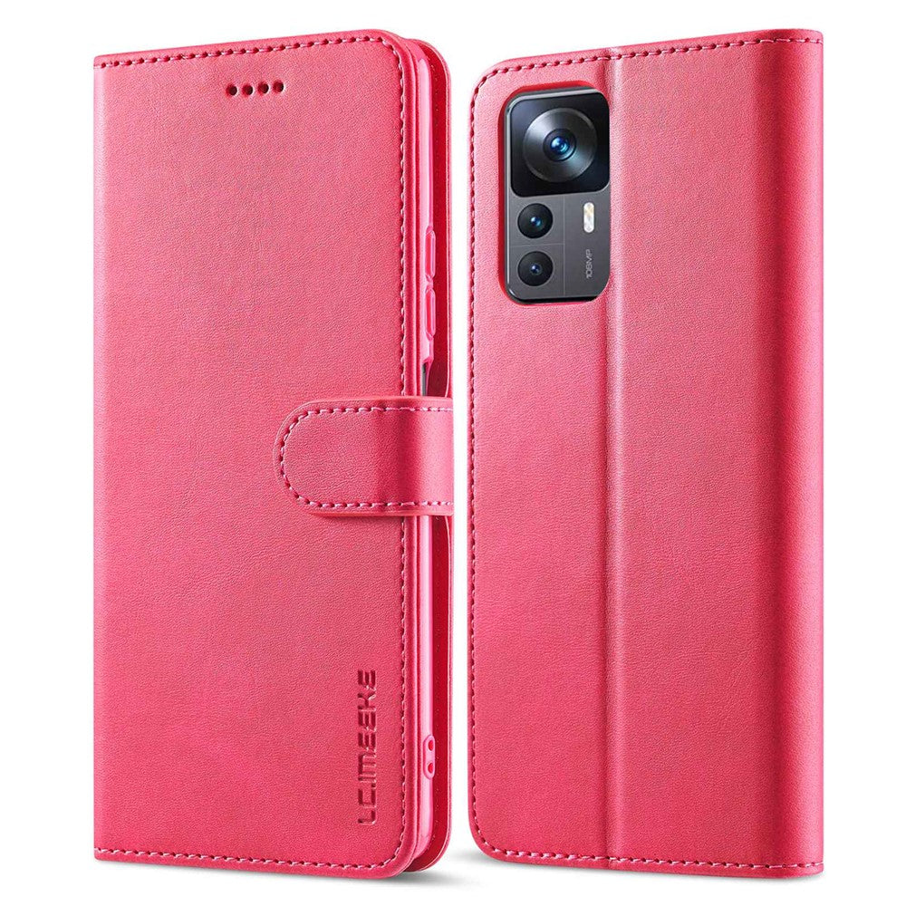 LC.IMEEKE For Xiaomi 12T 5G / Redmi K50 Ultra 5G / 12T Pro 5G Calf Texture PU Leather Phone Stand Case Magnetic Clasp Wallet Phone Cover