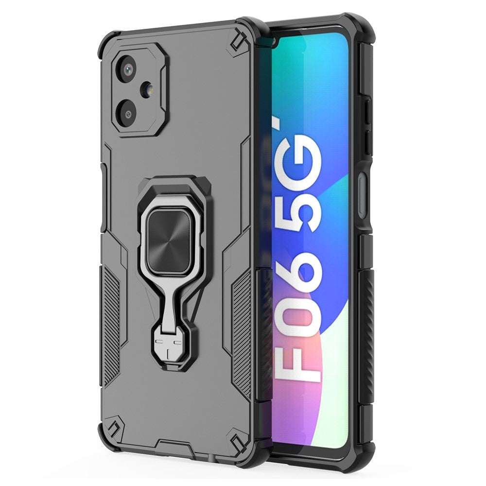 For Samsung Galaxy F06 5G Case Rotatable Ring Kickstand PC + TPU Shockproof Phone Cover