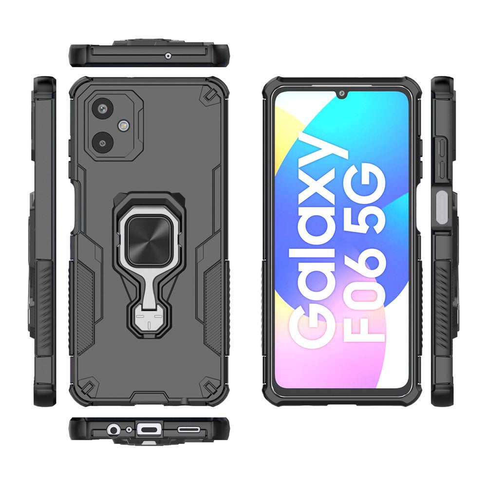 For Samsung Galaxy F06 5G Case Rotatable Ring Kickstand PC + TPU Shockproof Phone Cover