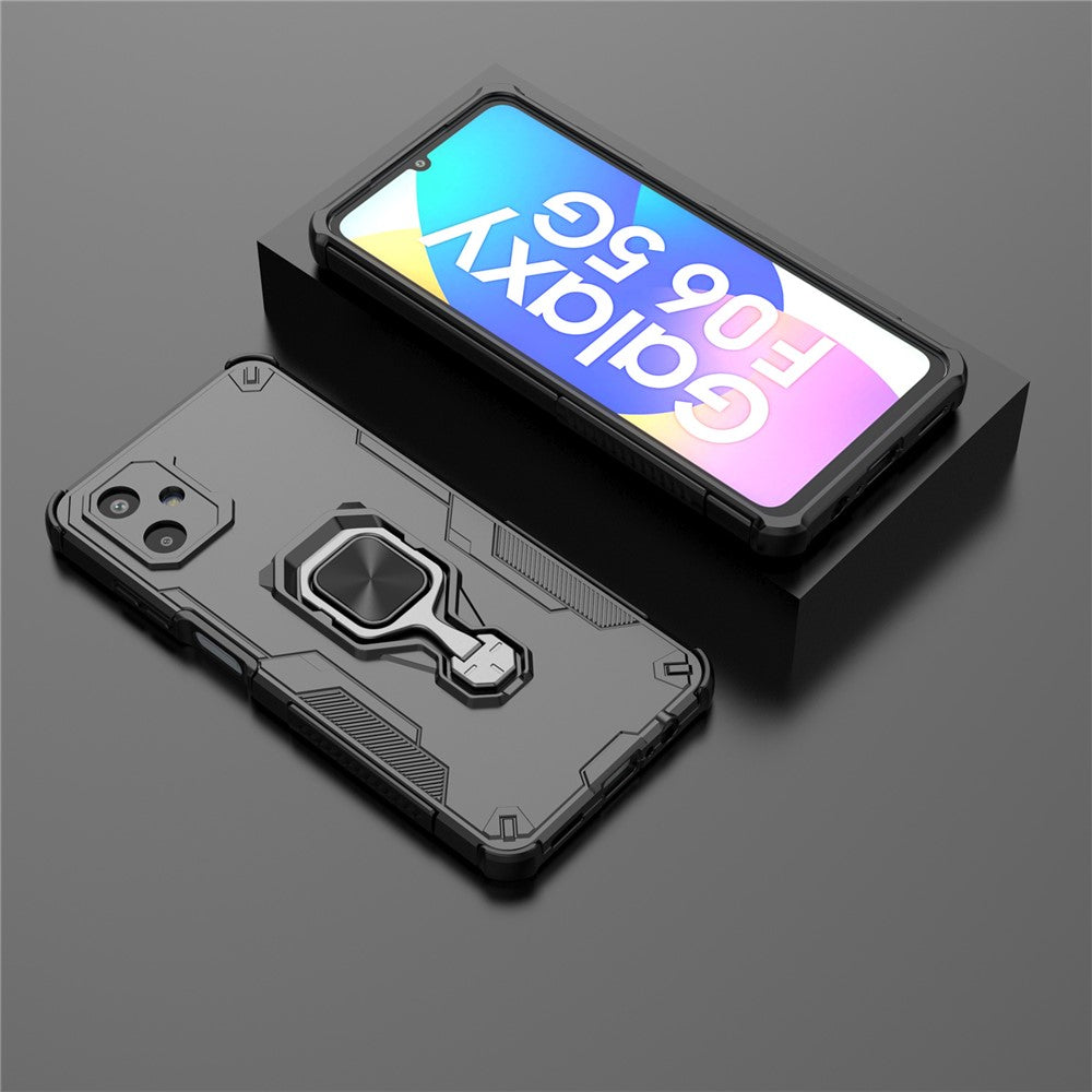 For Samsung Galaxy F06 5G Case Rotatable Ring Kickstand PC + TPU Shockproof Phone Cover