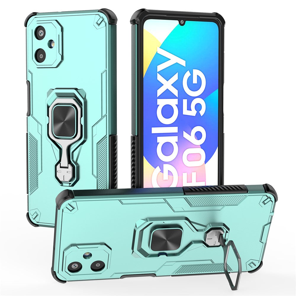For Samsung Galaxy F06 5G Case Rotatable Ring Kickstand PC + TPU Shockproof Phone Cover