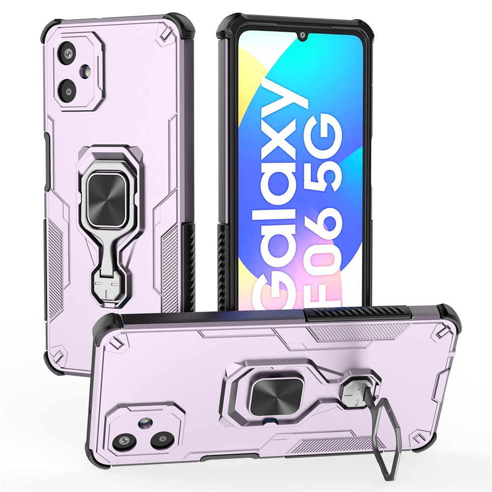 For Samsung Galaxy F06 5G Case Rotatable Ring Kickstand PC + TPU Shockproof Phone Cover