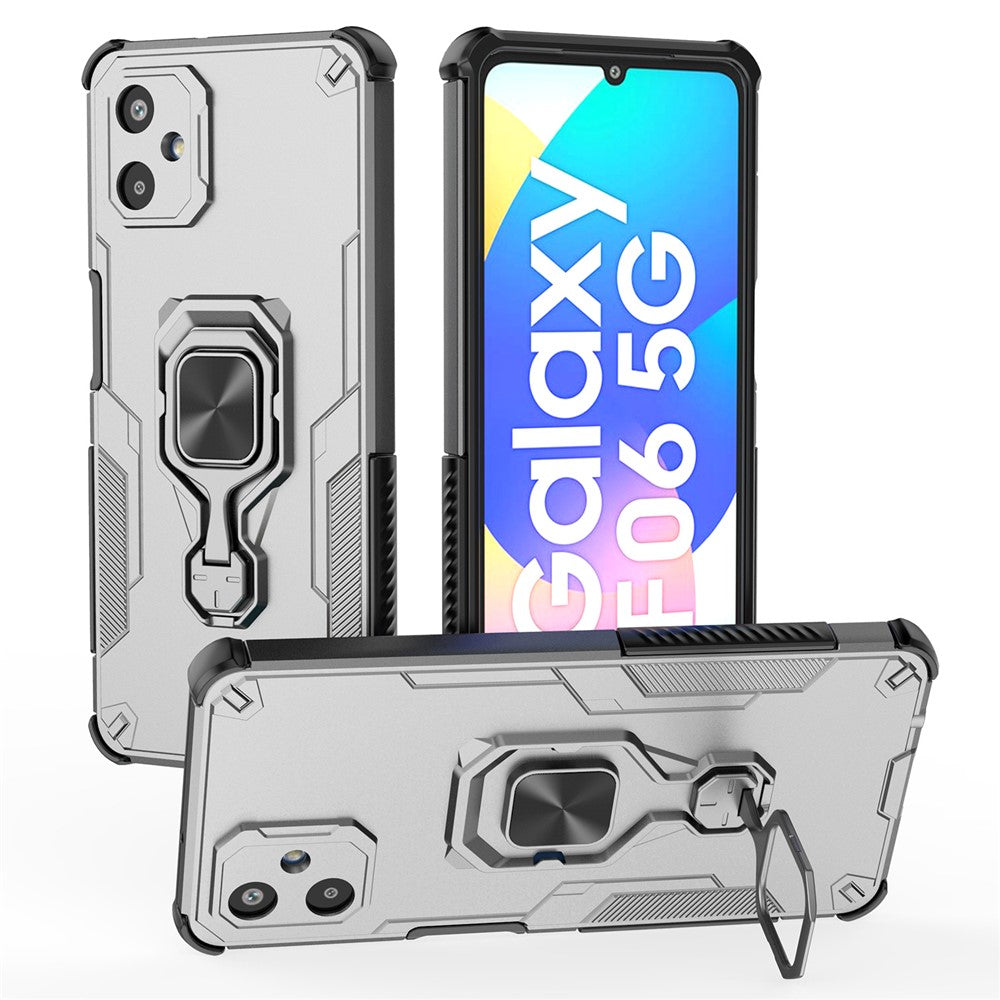 For Samsung Galaxy F06 5G Case Rotatable Ring Kickstand PC + TPU Shockproof Phone Cover