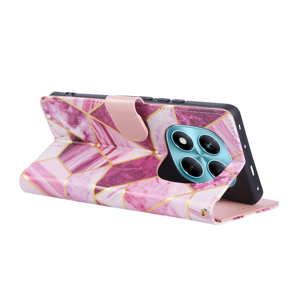 For Xiaomi Redmi Note 14 Pro 4G Case Lacquered Marble Pattern Leather Phone Cover