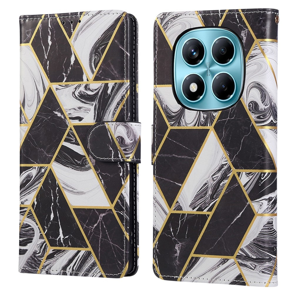 For Xiaomi Redmi Note 14 Pro 4G Case Lacquered Marble Pattern Leather Phone Cover