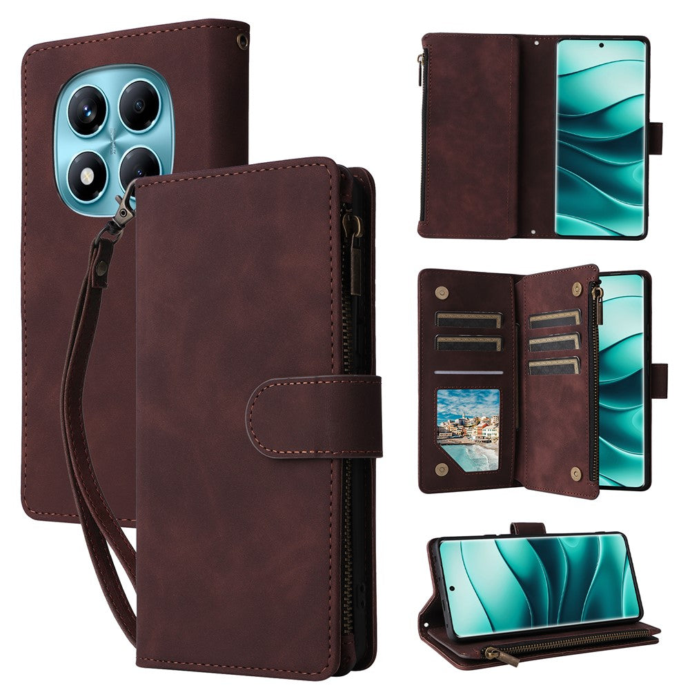 For Xiaomi Redmi Note 14 Pro 4G Case Zipper Wallet Multiple Card Slots Leather Phone Cover