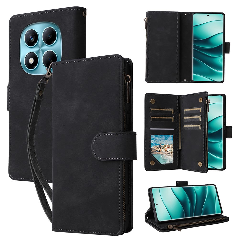 For Xiaomi Redmi Note 14 Pro 4G Case Zipper Wallet Multiple Card Slots Leather Phone Cover