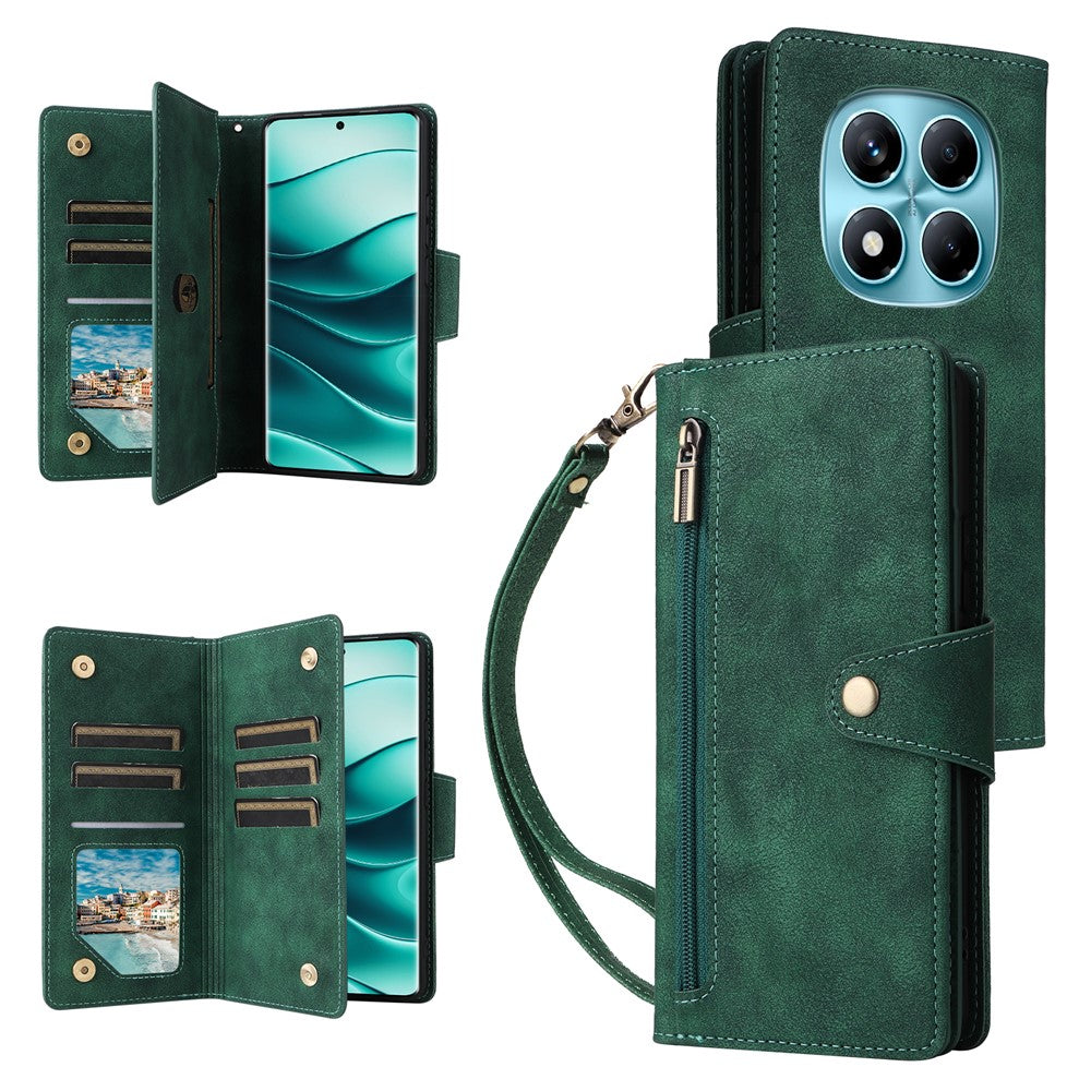 For Xiaomi Redmi Note 14 Pro 4G Case Zipper Wallet Leather Stand Phone Cover Rivet Decor