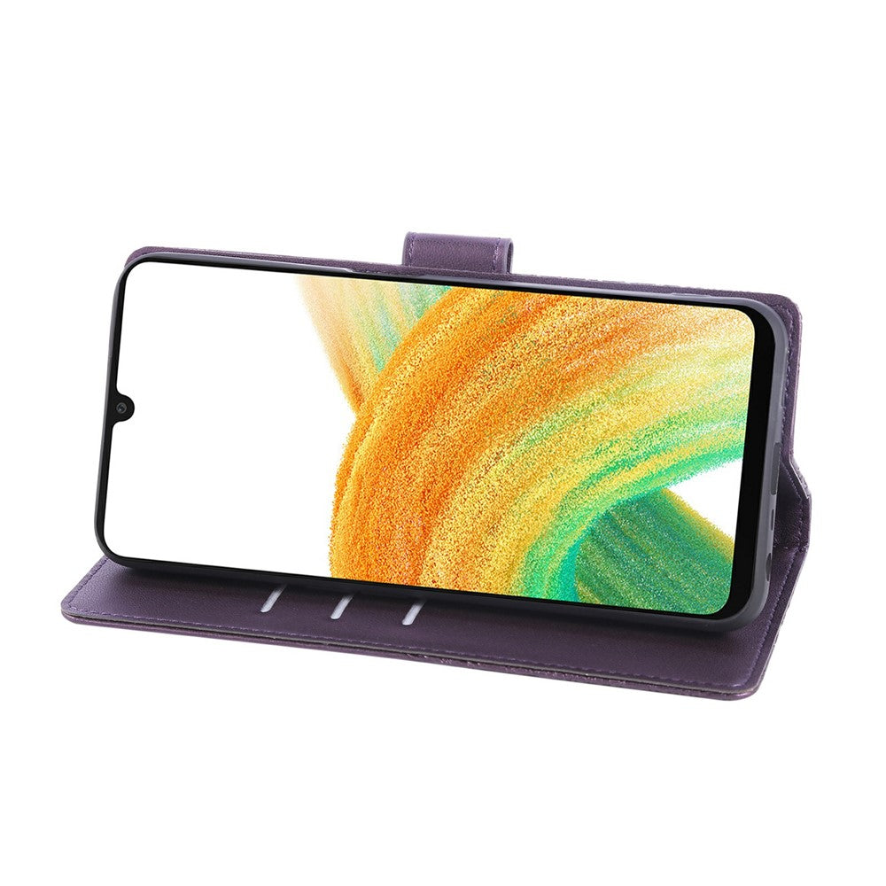 Samsung Galaxy A23 5G (Global Version) / A23 4G Skal Rosblommigt PU-läder Plånboksfodral med 3 kortfack