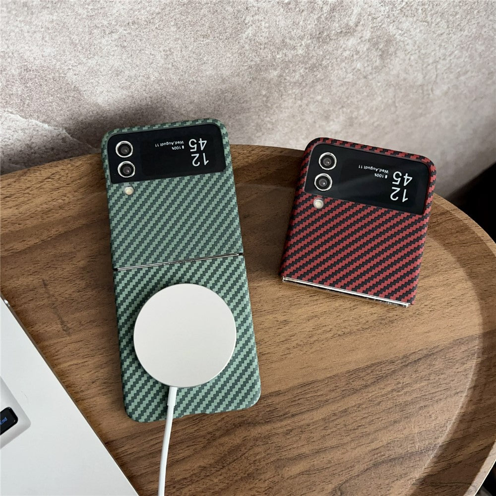 For Samsung Galaxy Z Flip3 5G Magnetic Case Carbon Fiber Texture Slim Shockproof PC Phone Cover
