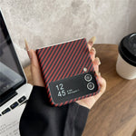 For Samsung Galaxy Z Flip3 5G Magnetic Case Carbon Fiber Texture Slim Shockproof PC Phone Cover