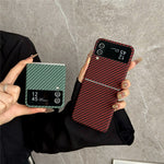 For Samsung Galaxy Z Flip3 5G Magnetic Case Carbon Fiber Texture Slim Shockproof PC Phone Cover