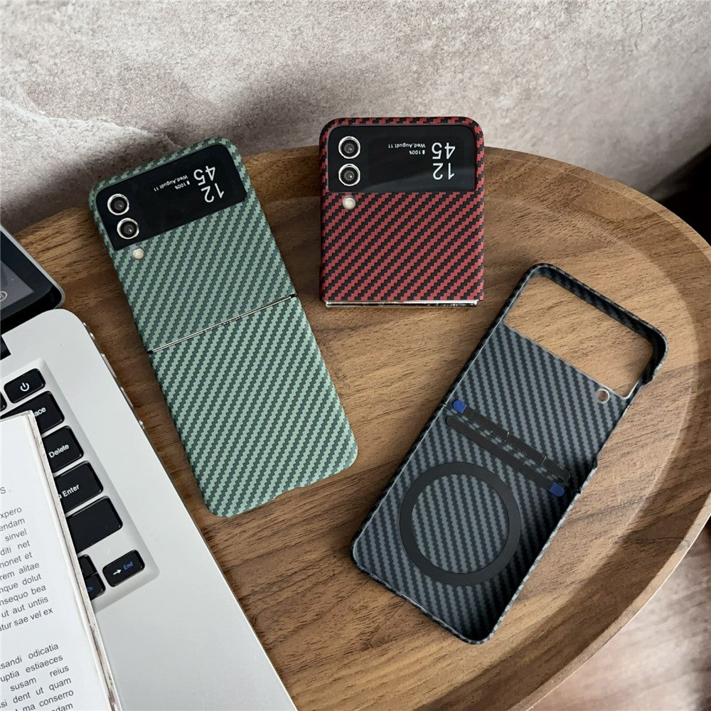 For Samsung Galaxy Z Flip3 5G Magnetic Case Carbon Fiber Texture Slim Shockproof PC Phone Cover
