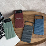For Samsung Galaxy Z Flip4 5G Magnetic Case Carbon Fiber Texture Slim Shockproof PC Phone Cover