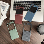 For Samsung Galaxy Z Flip5 5G Magnetic Case Carbon Fiber Texture Slim Shockproof PC Phone Cover