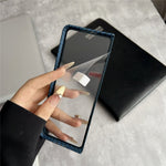 For Samsung Galaxy Z Fold3 5G Magnetic Case Carbon Fiber Texture PC Phone Cover with Screen Protector