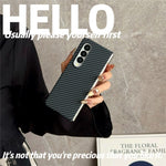 For Samsung Galaxy Z Fold3 5G Magnetic Case Carbon Fiber Texture PC Phone Cover with Screen Protector