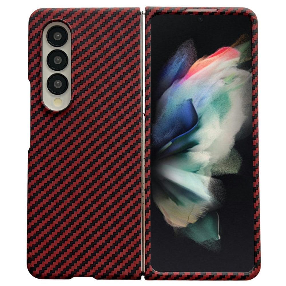 For Samsung Galaxy Z Fold3 5G Magnetic Case Carbon Fiber Texture PC Phone Cover with Screen Protector