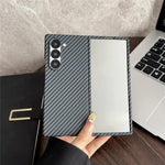 Til Samsung Galaxy Z Fold5 5G Magnetisk cover med kulfibertekstur og skærmbeskytter