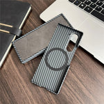 Til Samsung Galaxy Z Fold5 5G Magnetisk cover med kulfibertekstur og skærmbeskytter