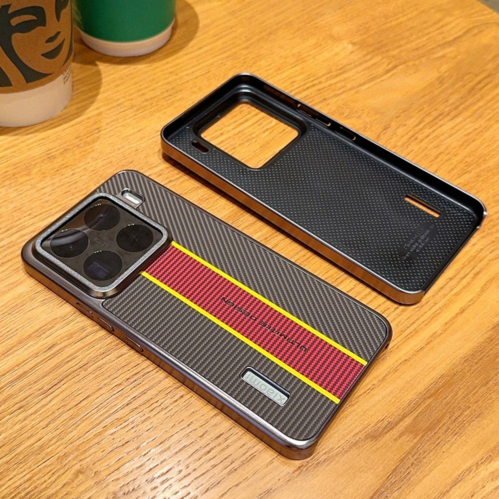 For Xiaomi 15 Pro Case Fiber Texture Leather + PC Phone Cover