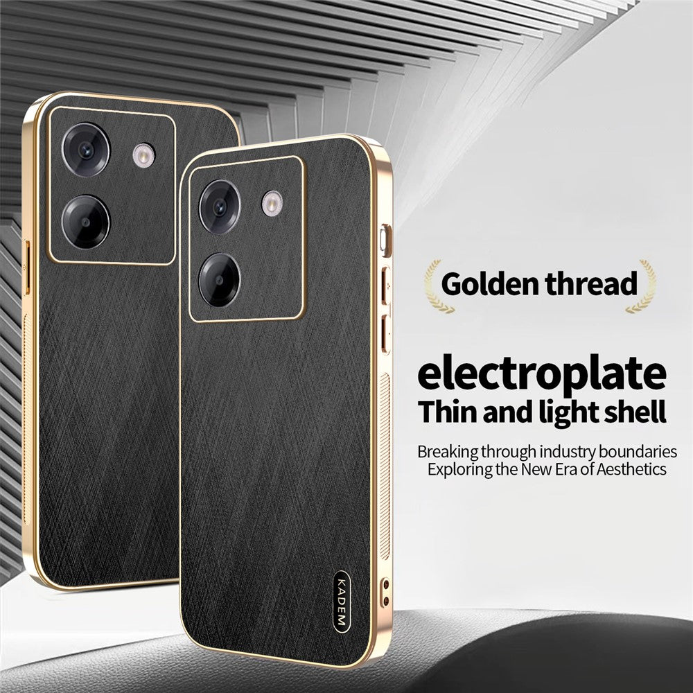 KADEM For Xiaomi Poco M7 Pro 5G Case Electroplating Silk Texture PU + TPU Phone Back Cover