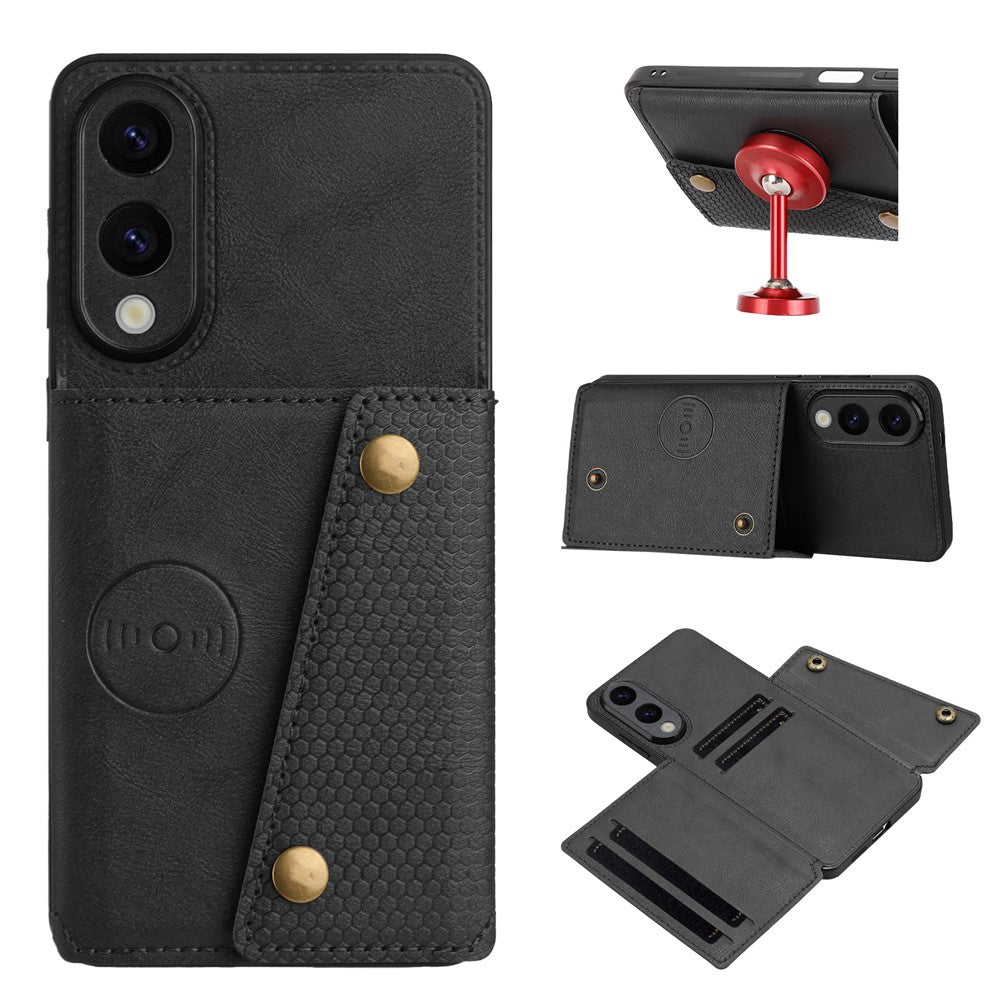 For Samsung Galaxy S25 Edge Case with Card Slots Kickstand Leather + TPU Phone Cover