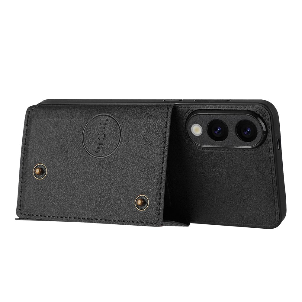 For Samsung Galaxy S25 Edge Case with Card Slots Kickstand Leather + TPU Phone Cover